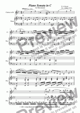 page one of Piano Sonata in C   (Bb Clariet and Piano)