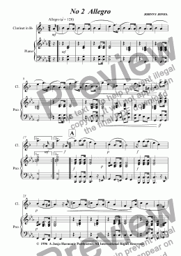 page one of Petite Suite for Clarinet  No 2 Allegro