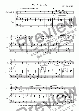 page one of Petite Suite for Clarinet   No 3  Waltz