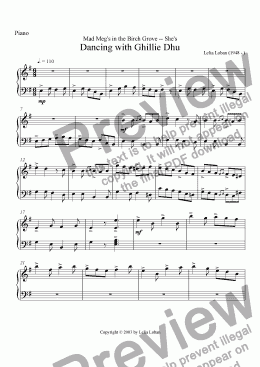 page one of Dancing with Ghillie Dhu (solo piano)