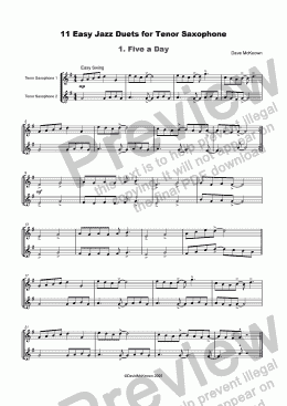 page one of 11 Easy Jazz Duets for Tenor Saxophone