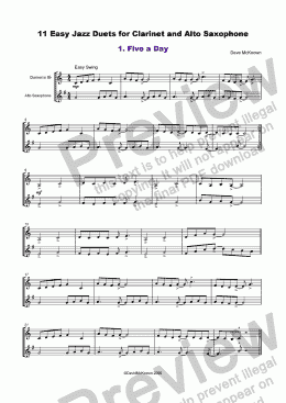 page one of 11 Easy Jazz Duets for Clarinet and Alto Saxophone