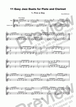 page one of 11 Easy Jazz Duets for Flute and Clarinet