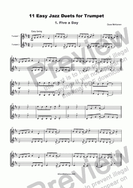 page one of 11 Easy Jazz Duets for Trumpet