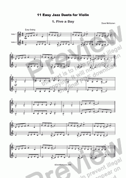 page one of 11 Easy Jazz Duets for Violin