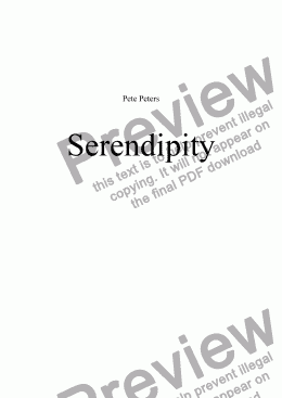 page one of Serendipity  [Piano solo hidden Bass]