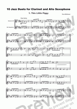 page one of 10 Jazz Duets for Clarinet and Alto Saxophone