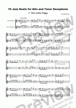 page one of 10 Jazz Duets for Alto and Tenor Saxophone