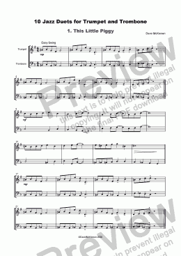 page one of 10 Jazz Duets for Trumpet and Trombone