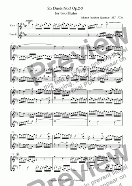 page one of Six Duets No.3 Op.2-3 for two Flutes