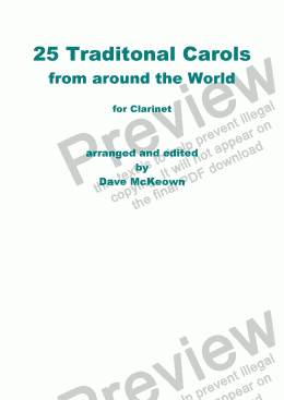 page one of 25 Traditonal Carols from around the World for Clarinet