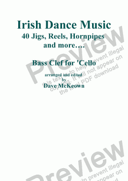 page one of Traditional Dance Music of Ireland for 'Cello Vol.1. 40 Jigs, Reels and more