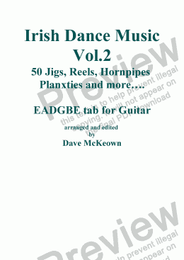 page one of Traditional Dance Music of Ireland EADGBE tab for Guitar Vol.2. 50 Jigs, Reels and more