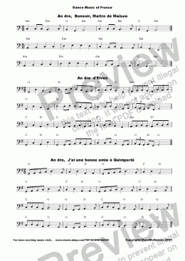 page one of Traditional French Dance Music for 'Cello, 60 Bourees,Polkas and more...