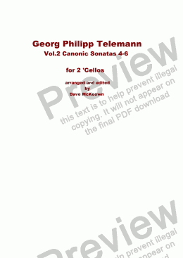 page one of Telemann Canonic Sonatas Vol.2 for 'Cello