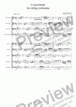 page one of Bach - CONCERTANTE - for string orchestra