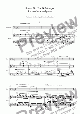 page one of Sonata No. 2 in D flat major for trombone and piano, Op. 29 - I. Moderato