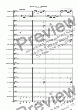 page one of Moonlight Sonata - 3rd Movement (C# Minor) - Wind Band with Trumpet and Euphonium Duet