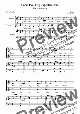 page one of Come thou long-expected Jesus descant