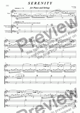 page one of SERENITY, for Piano and Strings