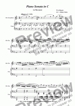 page one of Piano Sonata in C   (Alto Sax and Piano)
