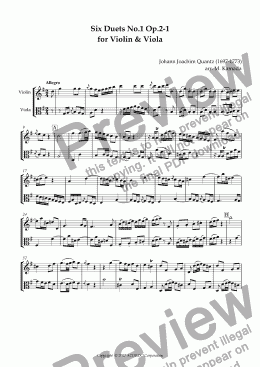 page one of Six Duets No.1 Op.2-1 for Violin & Viola
