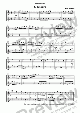 page one of 12 Mozart Duets for Alto and Tenor Saxophone
