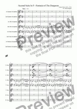 page one of Second Suite In F - 4. "Fantasia of The Dargason" (Saxophone Octet)