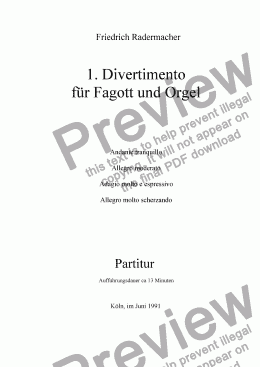 page one of 1.Divertimento fuer Fagott und Orgel