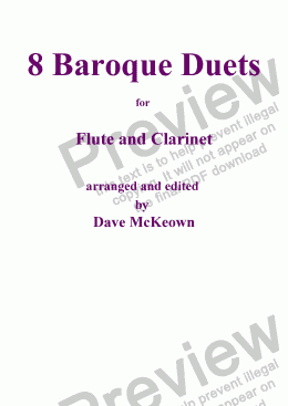 page one of 8 Baroque Duets for Flute and Clarinet
