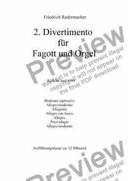 page one of 2.Divertimento für Fagott und Orgel