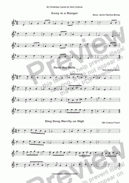 page one of 20 Favourite Christmas Carols for solo Clarinet and Piano