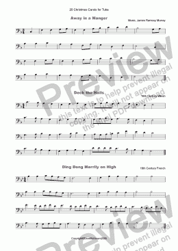 page one of 20 Favourite Christmas Carols for solo Tuba and Piano