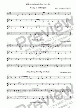 page one of 20 Favourite Christmas Carols for solo Tenor Horn in Eb and Piano