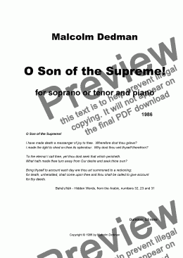 page one of O Son of the Supreme!
