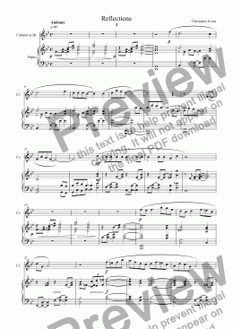 page one of Reflections For Piano & Bb Clarinet