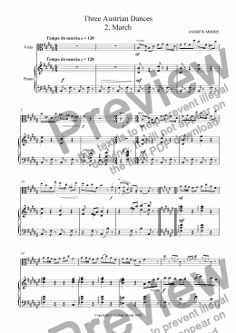 page one of Three Austrian Dances - No 2 - March for Viola & Piano