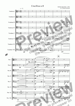 page one of Crucifixus a 8 for trombone octet