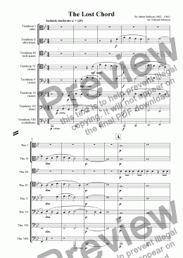 page one of The Lost Chord for solo trombone and trombone septet