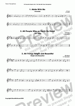 page one of  16 Favourite Hymns Vol.1 for Solo Tenor Saxophone and Piano