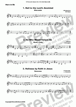 page one of  16 Favourite Hymns Vol.2 for Solo Horn in Eb and Piano