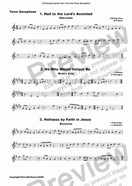 page one of  16 Favourite Hymns Vol.2 for Solo Tenor Saxophone and Piano
