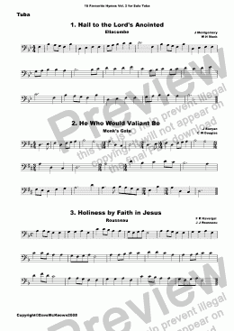 page one of  16 Favourite Hymns Vol.2 for Solo Tuba and Piano