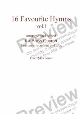 page one of  16 Favourite Hymns Vol.1 for Brass Quartet