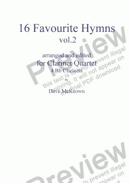 page one of  16 Favourite Hymns Vol.2 for Clarinet Quartet