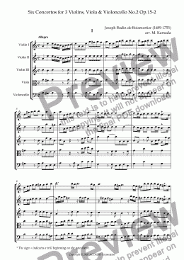 page one of Six Concertos No.2 for three Violins, Viola & Violoncello Op.15-2