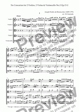 page one of Six Concertos No.2 for two Violins, two Violas & Violoncello Op.15-2
