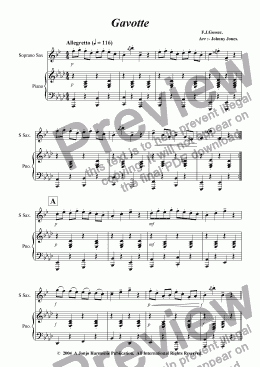page one of Gavotte   (Soprano Sax and Piano)