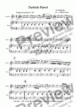 page one of Turkish Patrol   (Soprano Sax and Piano)