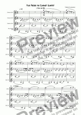 page one of 1. Slow and Sad (from Four Pieces for Clarinet Quartet)
